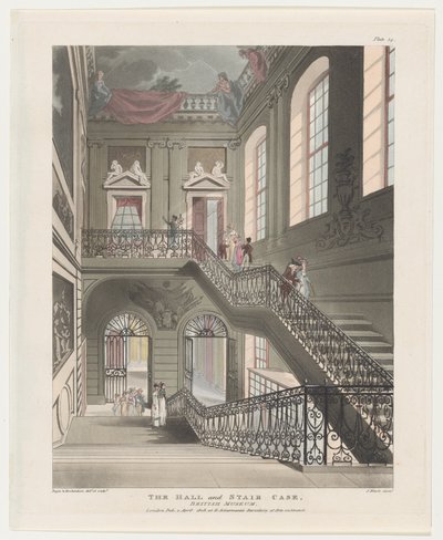De Hal en Trap, British Museum, 1 april 1808 door J. Bluck