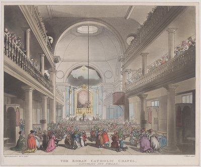 De rooms-katholieke kapel, Lincolns Inn Fields, 1 april 1808 door J. Bluck