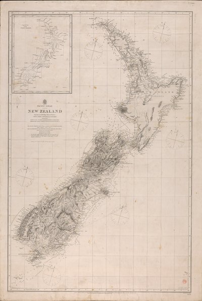 Kaart van Nieuw-Zeeland door J. & C. Walker