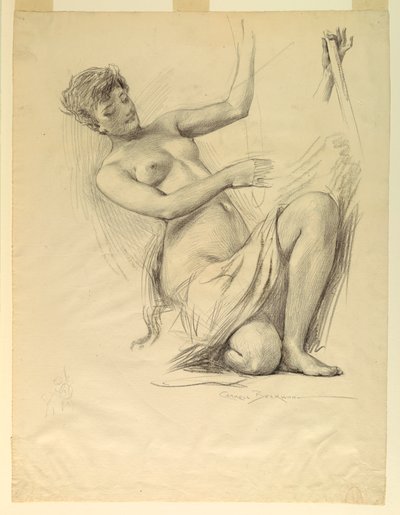 Figurenstudie, Mogelijk voor Koepel van Fabrieken en Vrije Kunsten Gebouw, Wereldtentoonstelling, Chicago, IL door J. Carroll Beckwith