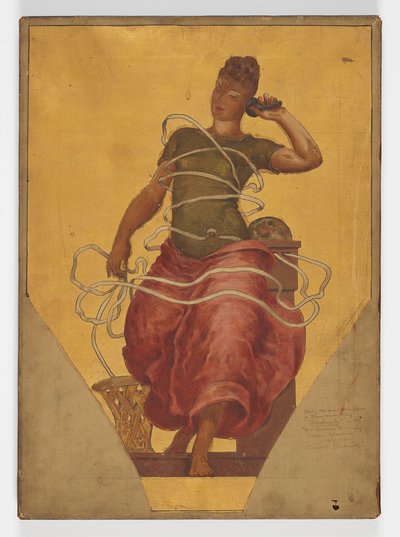 Studie van Pendentief Figuur voor Elektriciteit, Koepel van het Gebouw voor Manufacturen en Vrije Kunsten, Wereldtentoonstelling, Chicago, IL door J. Carroll Beckwith