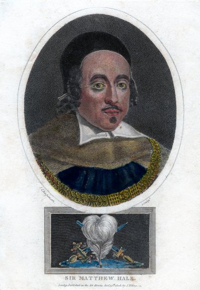 Sir Matthew Hale, 17e eeuwse Lord Chief Justice van Engeland, 1808 door J. Chapman