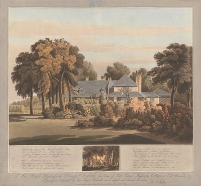 Uitzicht op het Huisje van HRH de Prinses Elizabeth in Oud Windsor met een Uitzicht op het Mos Huis Beneden door J. Clark