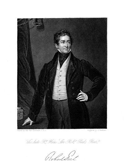 Robert Peel, Britse staatsman, 19e eeuw door J. Cochran