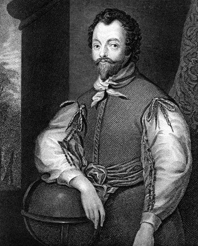 Sir Francis Drake, 16e-eeuwse Engelse navigator en kaper door J. Cochran