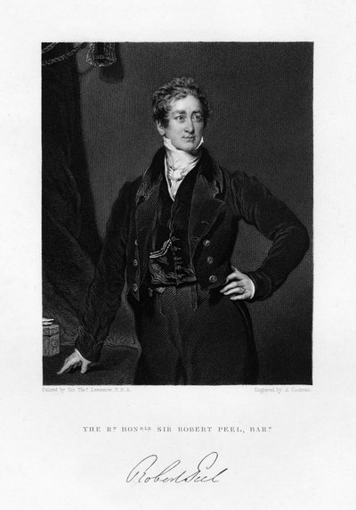 Sir Robert Peel, Britse premier, 19e eeuw door J. Cochran