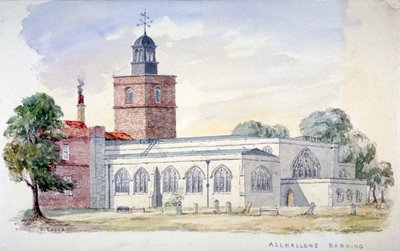 All Hallows-by-the-Tower Church, Londen, ca. 1840 door J Cooke