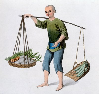 Een jongen met groenten, 1800 door J Dadley