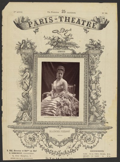 Theater Parijs: Blanche Pierson door J. Émile Tourtin