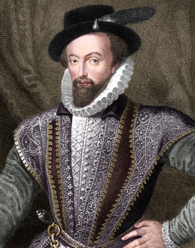 Sir Walter Raleigh, Engels schrijver, dichter, hoveling, avonturier en ontdekkingsreiziger, 1821 door J Fitler