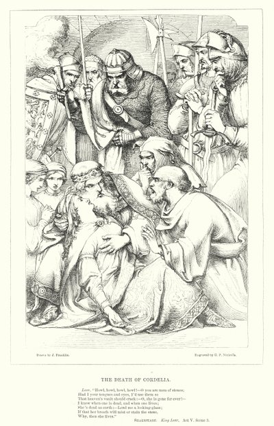 De dood van Cordelia (gravure) door J. Franklin