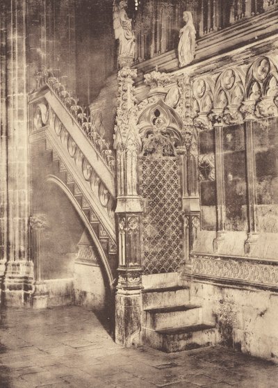 Preektrap, kathedraal van Barcelona (z/w foto) door J. Furnells