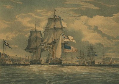 HMS Shannon neemt USS Chesapeake in beslag, 1 juni 1813 door J. G. C. Schetly
