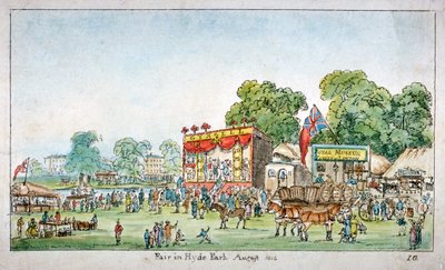 Kermis in Hyde Park, Westminster, Londen, 1814 door J Gordon