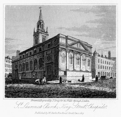 St Laurences kerk, King Street, Cheapside, City of London door J. Greig