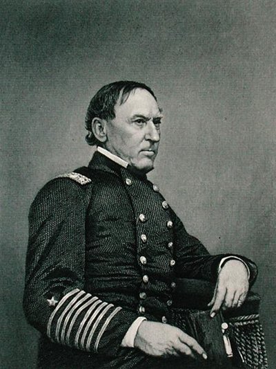 David Glasgow Farragut (1801-70), gegraveerd naar een foto door William G. Jackman (fl. ca. 1840-60) door J. Gurney and Son