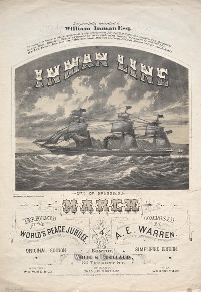 Inman Line March, 1872 door J. H. Bufford