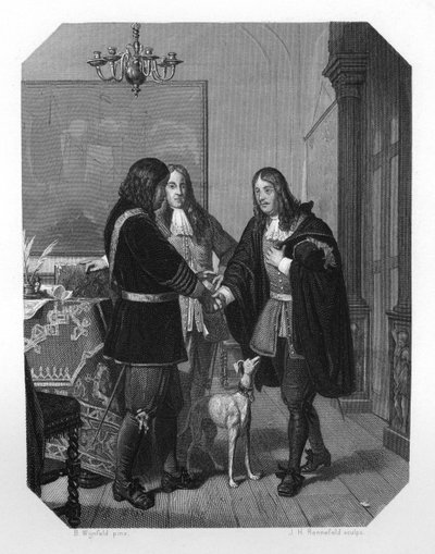 Handdruk tussen Cornelis Tromp en Michiel de Ruyter, 17e eeuw ca. 1870 door J. H. Rennefeld