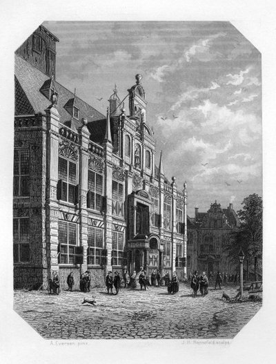 Het stadhuis van Delft, Nederland door J. H. Rennefeld