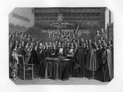 De eedaflegging van de ratificatie van het verdrag van Münster, 1648 ca. 1870 door J. H. Rennefeld