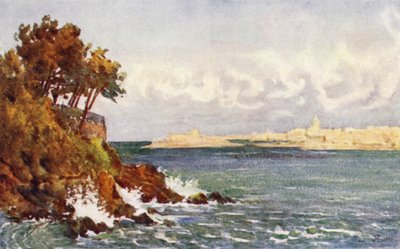St Malo vanaf het Priory Strand, Dinard door J. Hardwicke Lewis