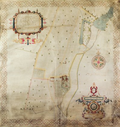 Kaart van het Landgoed van Shifnal, Shropshire, 1635 door J. Harrison