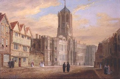 Oxford: Tom Tower en de westelijke gevel van Christ Church College door J. Harwood