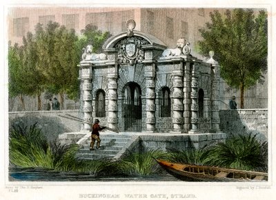 Buckingham Water Gate, Strand, Westminster, Londen, 1830 door J Henshall