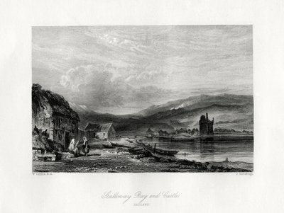 Scalloway Baai en kasteel, Zetland, 19e eeuw door J. Horsburgh