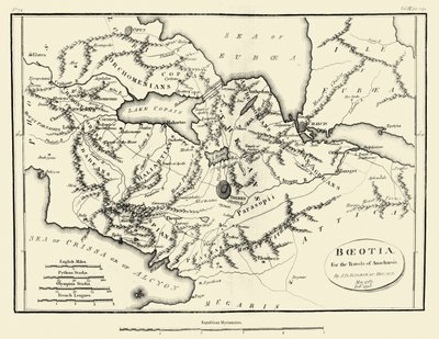 Kaart van het oude Boeotië door J. J. Barthélemy