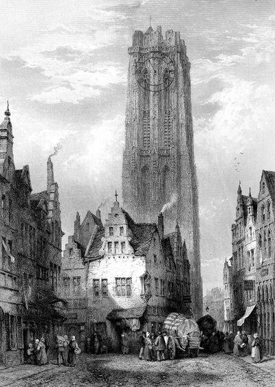 Malines Mechelen Kathedraal, Antwerpen, België, 19e eeuw door J. J. Crew