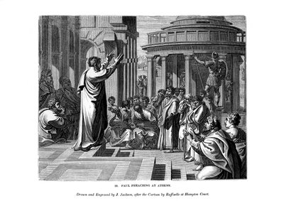 Paulus predikend in Athene, 1843 door J. Jackson