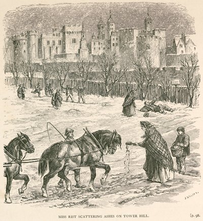 Miss Rist strooit as op Tower Hill, Londen door J Knight