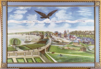 Uitzicht op New Orleans vanaf de Plantage van Marigny, 1803 door J. L. Bouquet de Woiseri