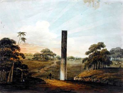 De pre-Asokan pilaar bij Araraj, Noord-Bihar door J. Lt HM 24th Regt Harris