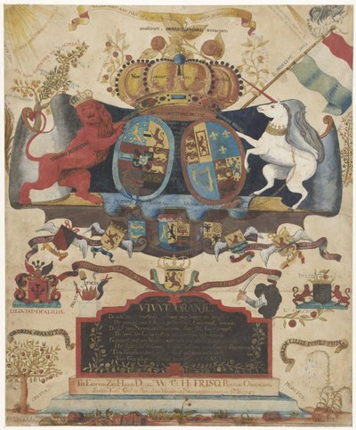 Allegorie op de verheffing van Willem IV, 1747 door J. Luiscius