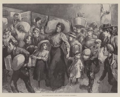 Hopplukkers verlaten London Bridge om middernacht, 1 september door J. Macfarlane