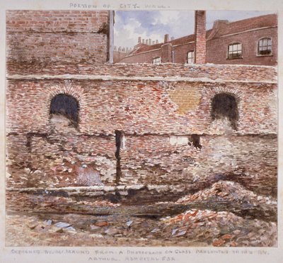 Deel van de Londense Muur met de Binnenkant op Cooper