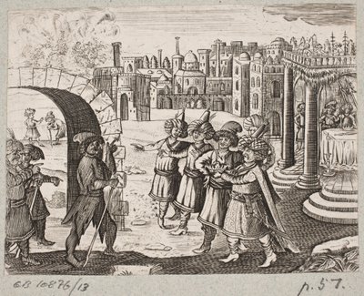 Illustratie voor Adam Olearius, “Persianischer Rosenthal von einem Sinnreichen Poeten Schich Saadi [...]”, Schleswig 1660 door J. Muller