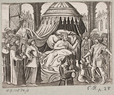 Illustratie bij Adam Olearius, “Persianischer Rosenthal von einem Sinnreichen Poeten Schich Saadi [...]”, Schleswig 1660 door J. Muller