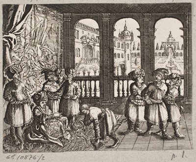 Illustratie voor Adam Olearius, “Persianischer Rosenthal von einem Sinnreichen Poeten Schich Saadi [...]”, Schleswig 1660 door J. Muller