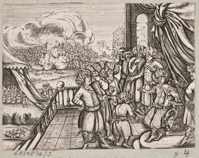 Illustratie bij Adam Olearius, "Persianischer Rosenthal von einem Sinnreichen Poeten Schich Saadi", Schleswig 1660 door J. Muller