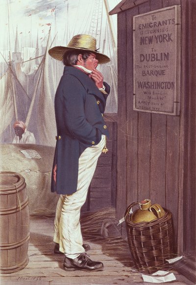 Op weg naar huis, de kade van New York, gegraveerd door T.H. Maguire, 1854 door J Nicol