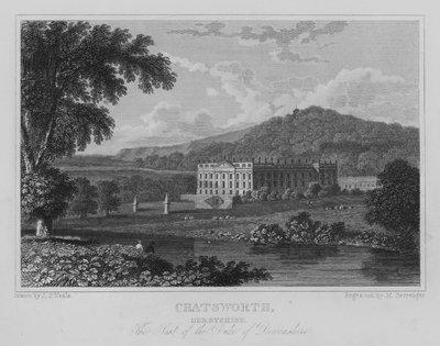 Chatsworth, Derbyshire, Het Huis van de Hertog van Devonshire door John Preston Neale