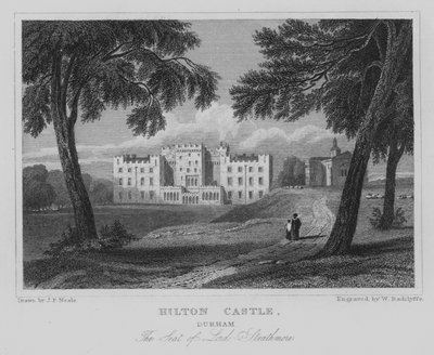 Hilton Castle, Durham, Het Landgoed van Lord Strathmore (gravure) door John Preston Neale