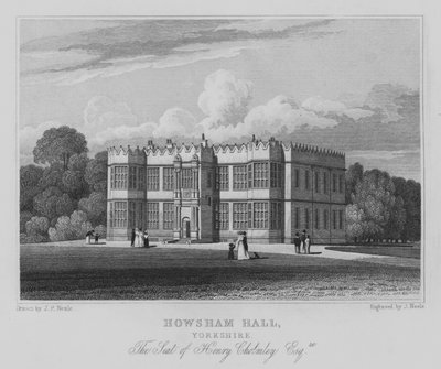 Howsham Hall, Yorkshire, De zetel van Henry Cholmley, Esquire (gravure) door John Preston Neale