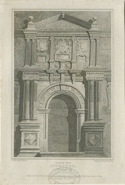 Ingestre Hall - Deur: gravure door John Preston Neale