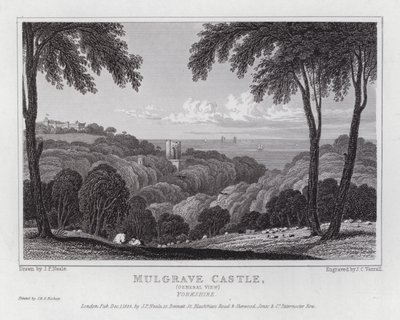 Mulgrave Castle, algemeen uitzicht, Yorkshire door John Preston Neale