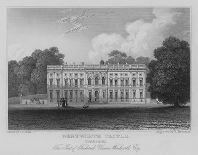 Wentworth Castle, Yorkshire, De zetel van Frederick Vernon Wentworth, Esquire (gravure) door John Preston Neale