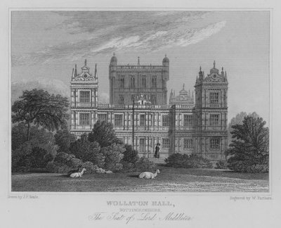 Wollaton Hall, Nottinghamshire, Het Huis van Lord Middleton door John Preston Neale